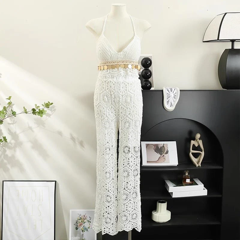 Anya Two Piece Crochet Top Pant Co-ord Set - Image 3
