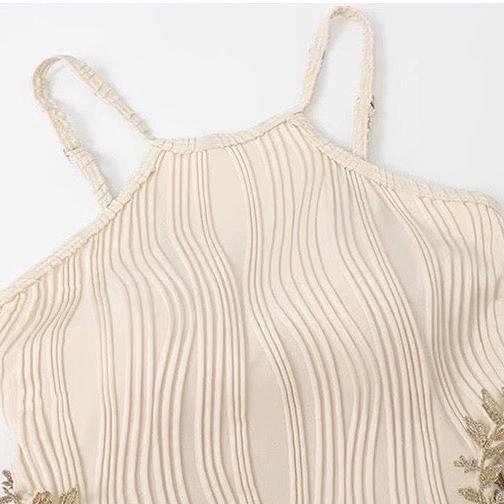 Beige Embellished Side Cutout Monokini Swimwear By Sinderella - Image 4