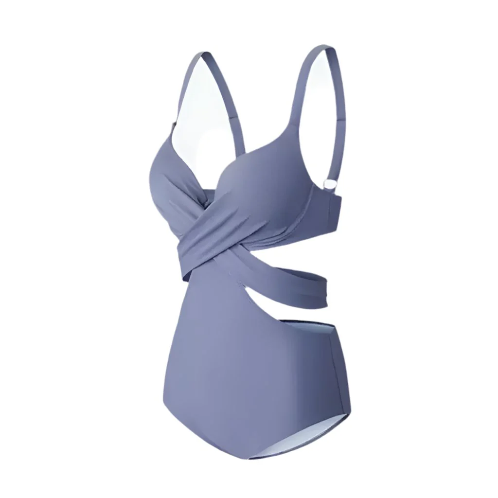 Blue Cutout Back Tie Monokini Swimwear By Sinderella - Image 2