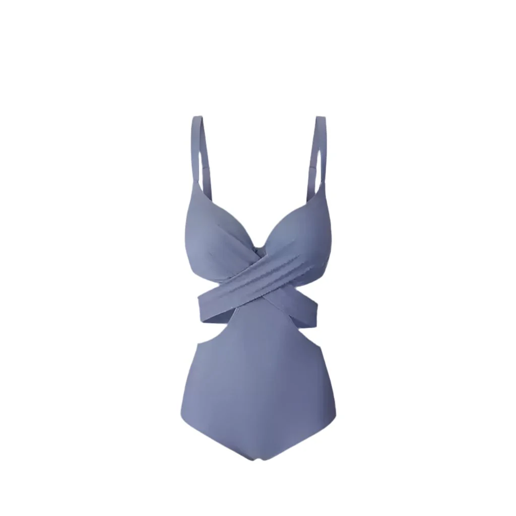 Blue Cutout Back Tie Monokini Swimwear By Sinderella - Image 6