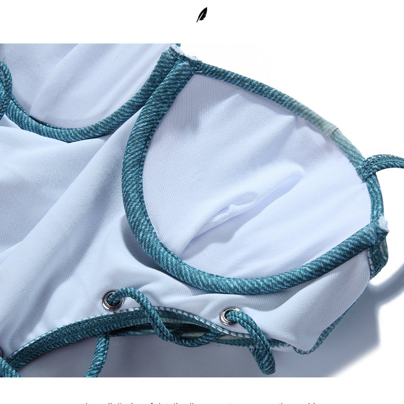 Blue Padded Denim Monokini - One Piece Swimsuit By Sinderella - Image 3