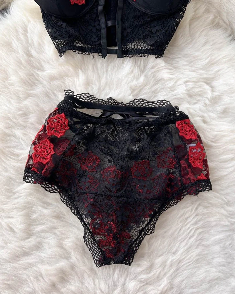 Crimson Bloom Lingerie Set - Image 5