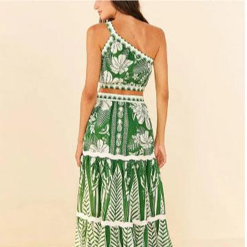 Floral One Shoulder High Waist Bikini Swimwear With Coverup Skirt By Sinderella - Image 13