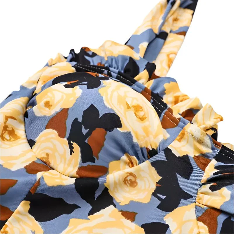 Floral Print Tieup Sleeves Swim Wear Dress By Sinderella - Image 3