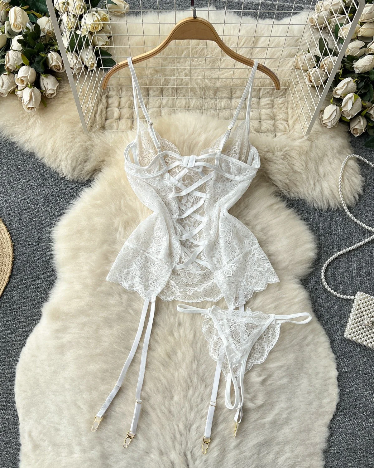 Lustrous Grace Lace Bustier Lingerie - Image 7