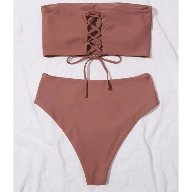 Lizzy Two Piece Piece High Waist Bikini Swim Suit Set - Image 3