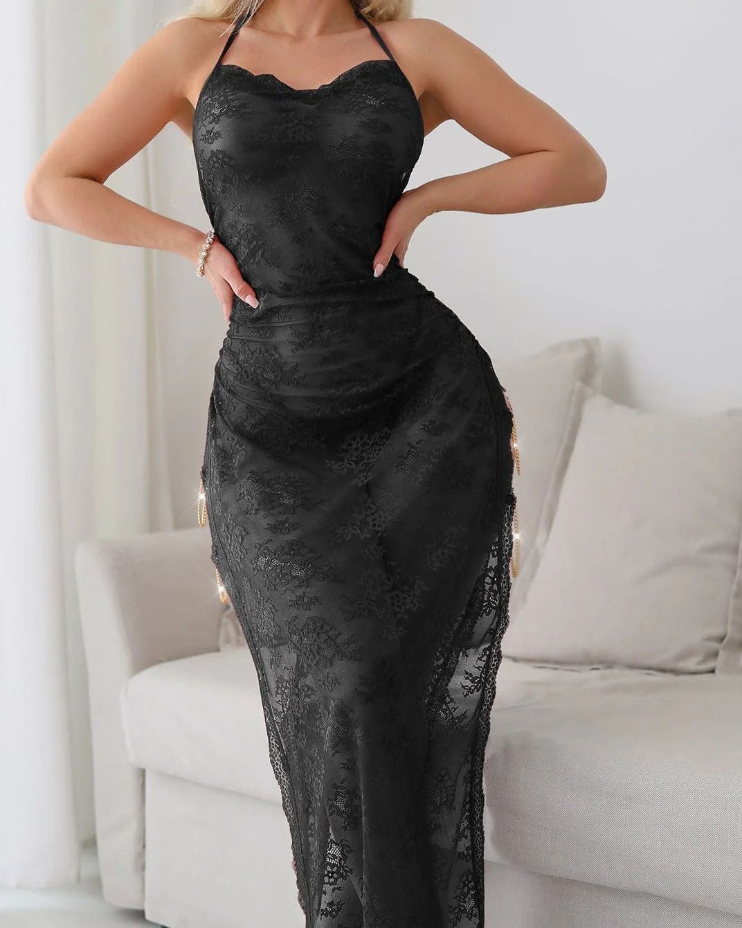 Love Me, Bleed Later Lace Halter Gown Lingerie - Image 3