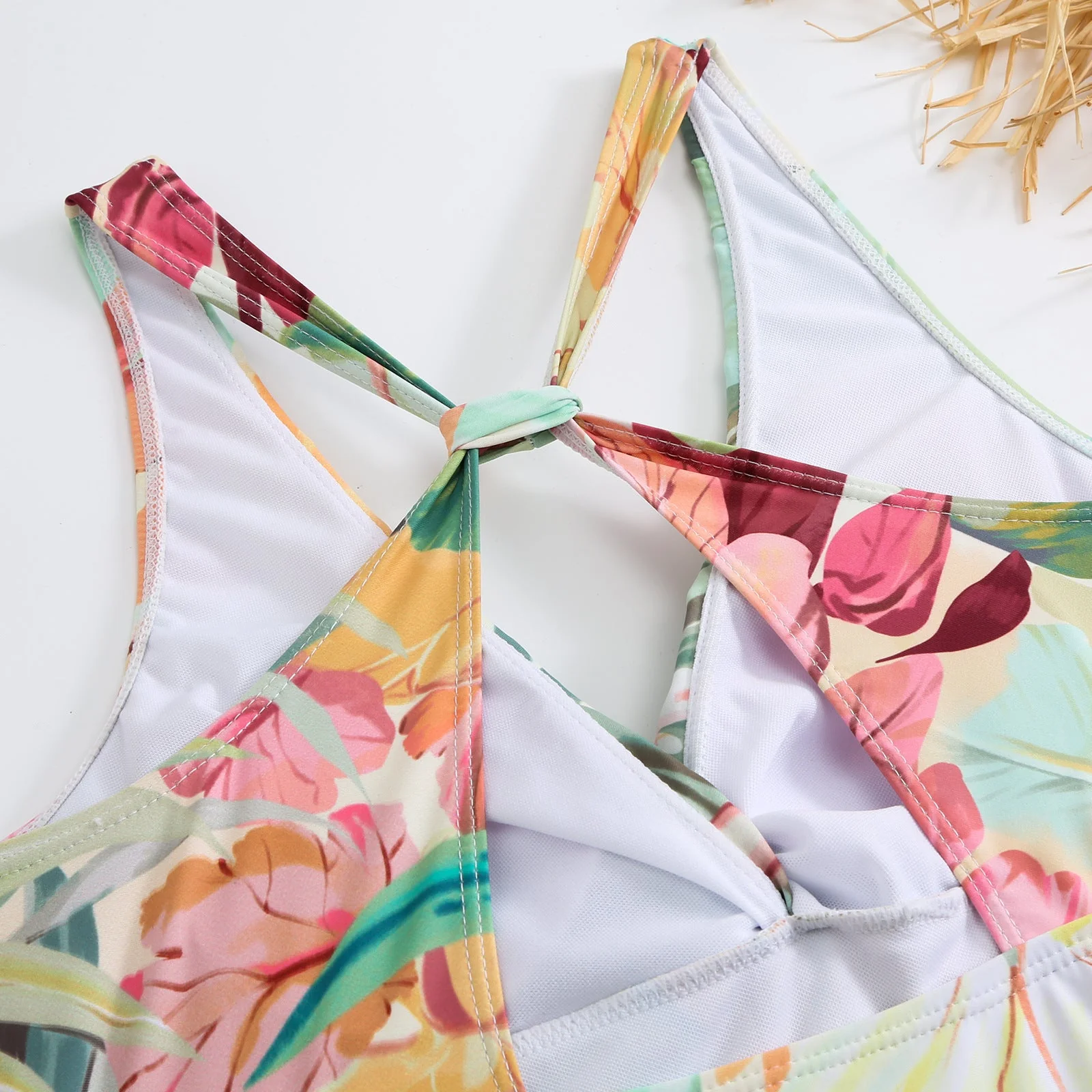 Monokini Criss Cross Back Floral Swimsuit With Short Sarong By Sinderella - Image 6
