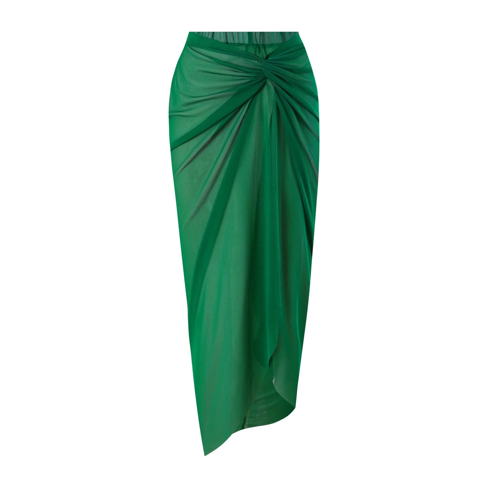 One Peice Solid Color Swimwear with Sarong By Sinderella - Image 5