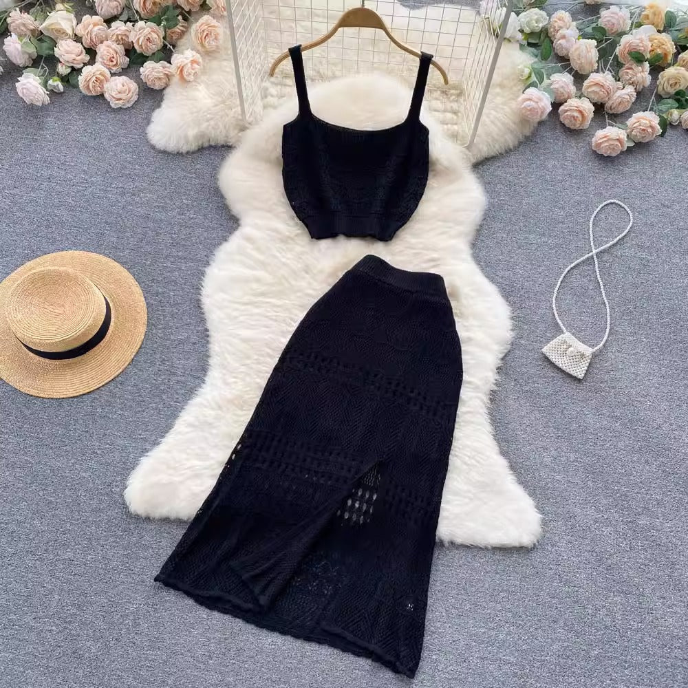 Reyna Two Piece Crochet Beach Co-ords Set - Image 2