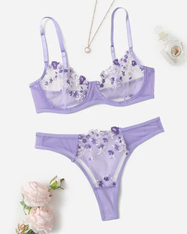 Stop & Stare Sheer Mesh Bra & Thong Lingerie - Image 3