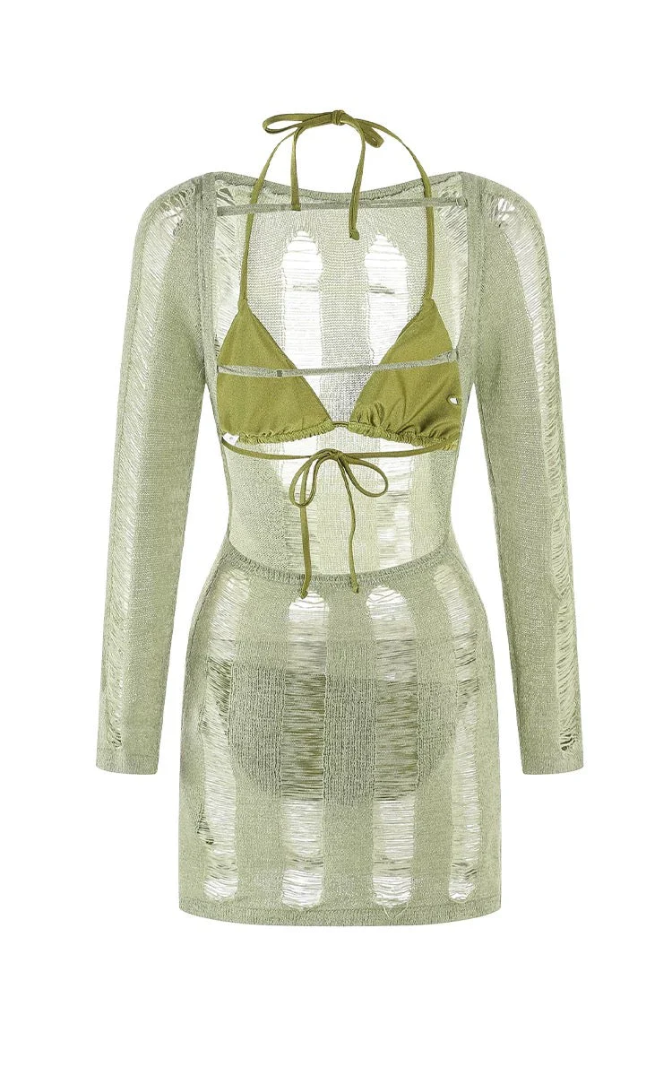 Textured Low Back Coverup Dress By Sinderella - Image 4