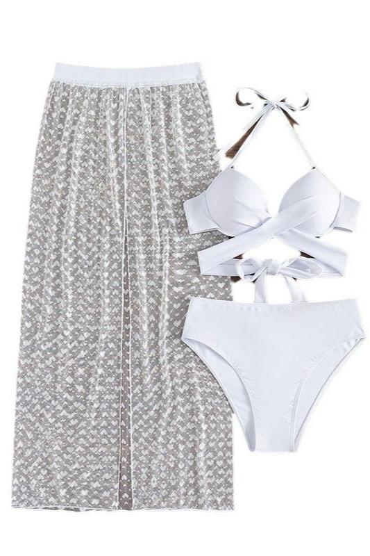 Three Piece High Waist Bikini SwimSuit Set - Three Piece Swim Suit By Sinderella - Image 3