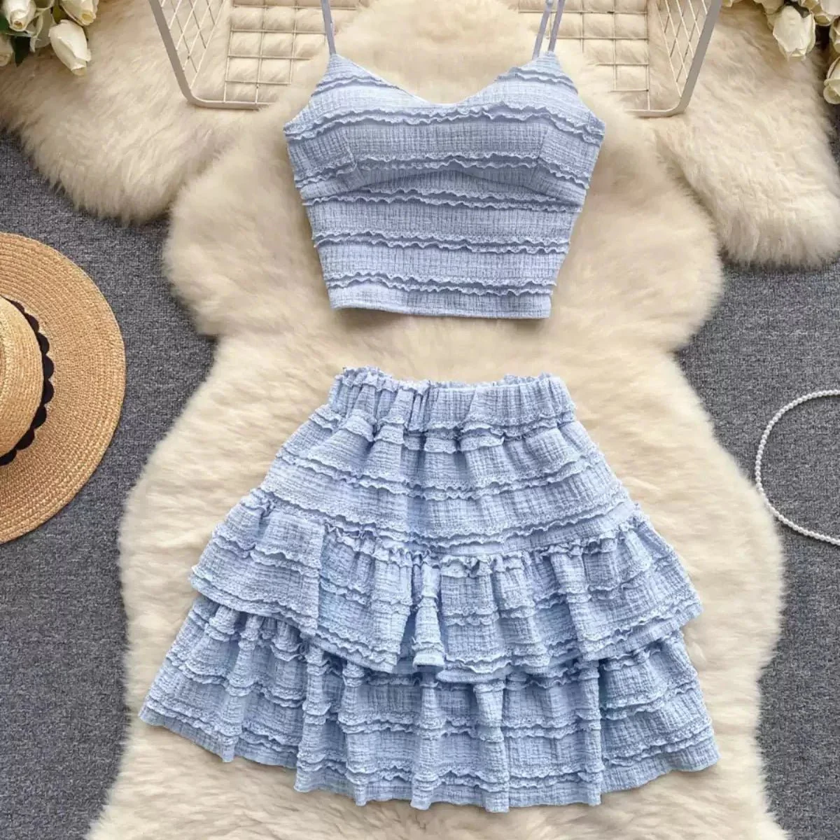 Two Piece Skirt and Top Resort Beach Wear Set - Image 11